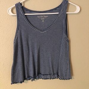 American Eagle blue and white striped tank